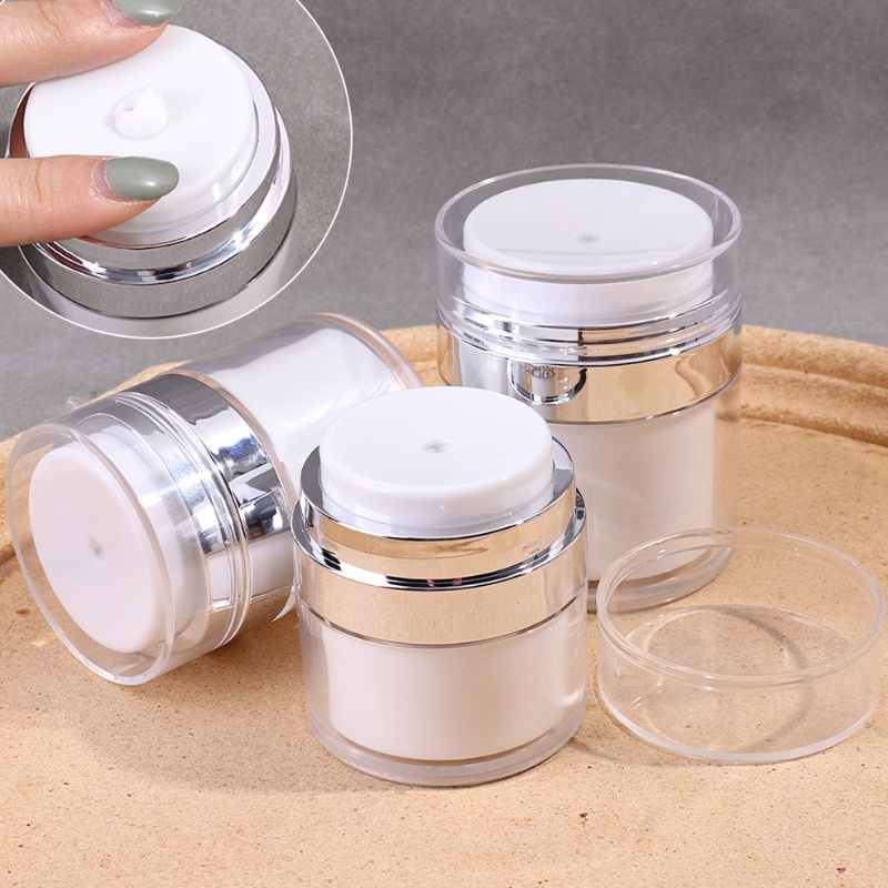 15 /30Ml/50ml Kosong Airless Pump Jar Isi Ulang Krim Gels Lotions Dispenser Botol Vakum Travel Anti Bocor Wadah Kosmetik