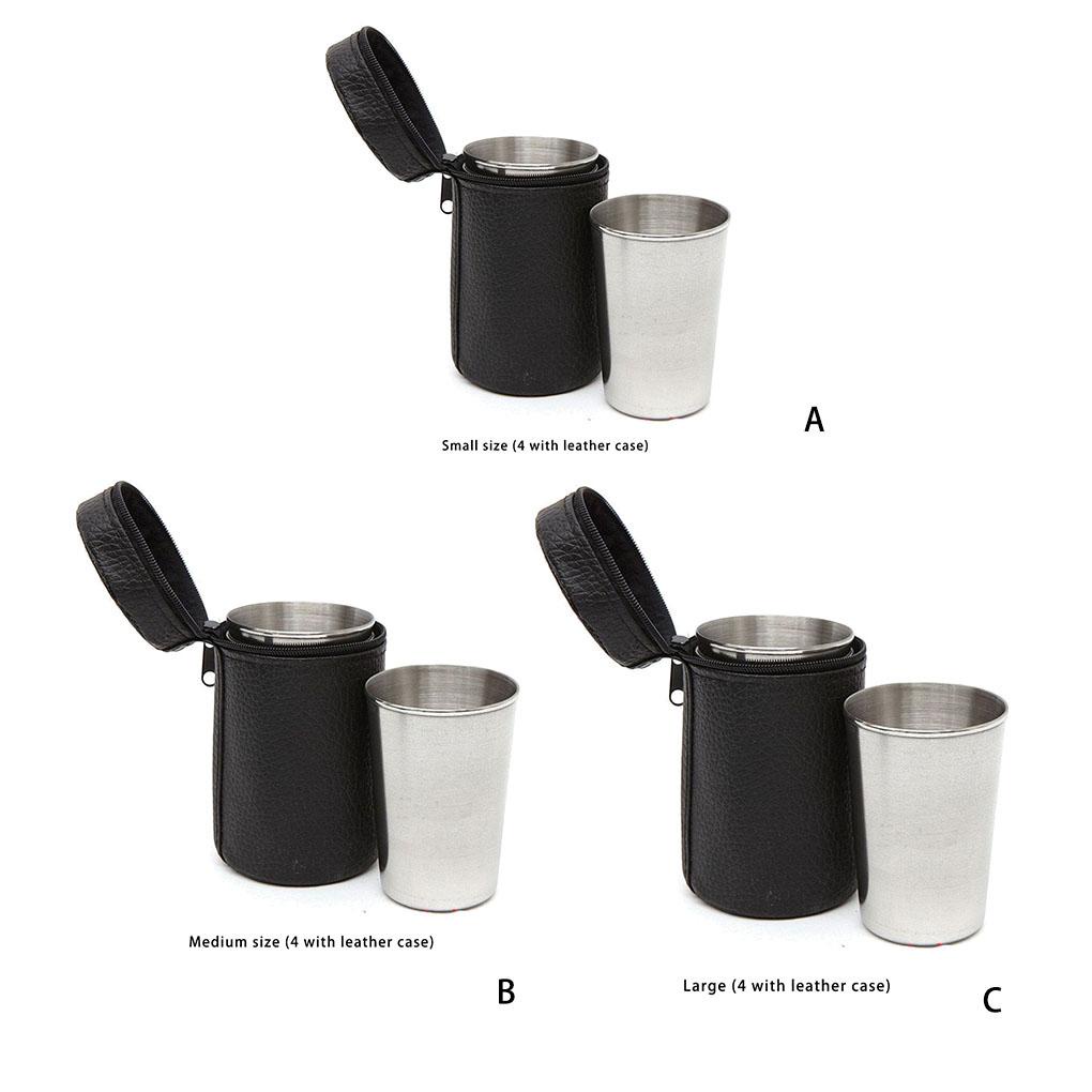 4buah Cangkir Perjalanan Stainless Steel Reusable Camping Barbekyu Anggur Jus Minuman Botol Air Perlengkapan Minum Aksesoris