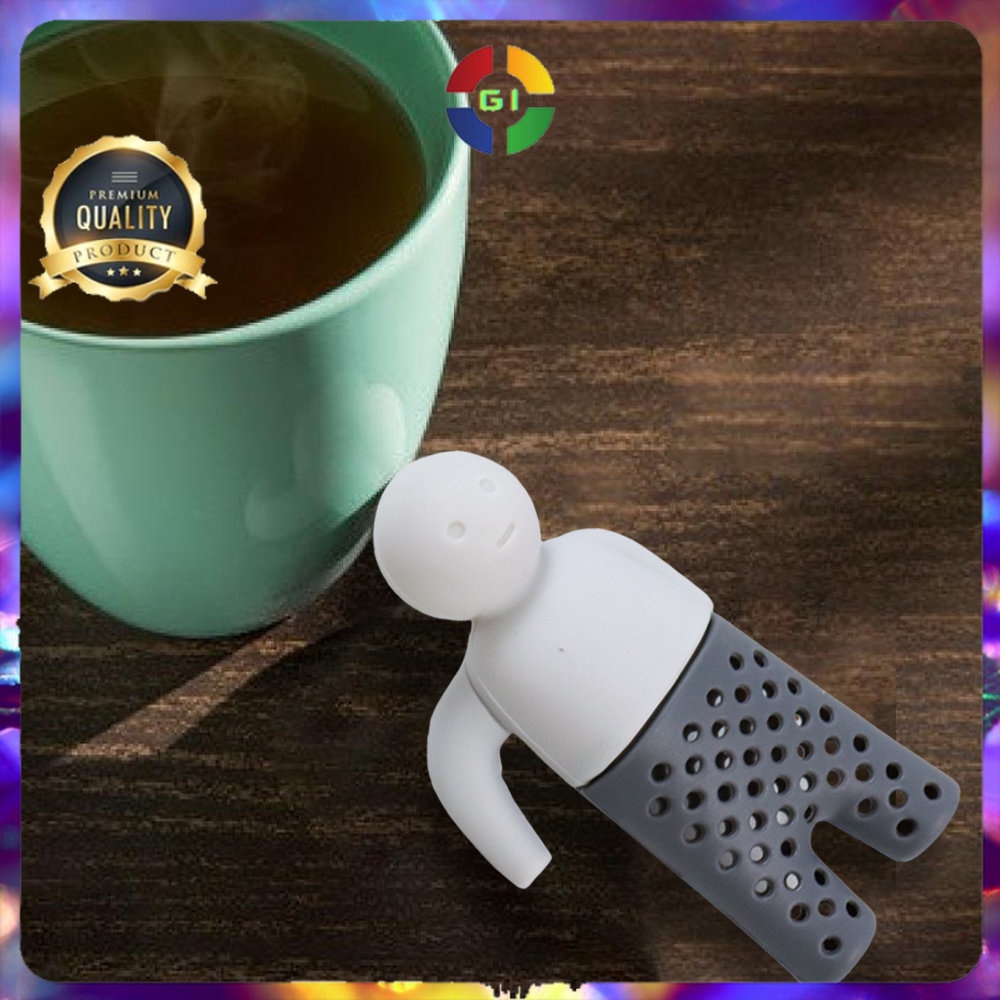 Saringan Teh karakter Tea Filter Infuser Filter Strainer Chilling Man Gray