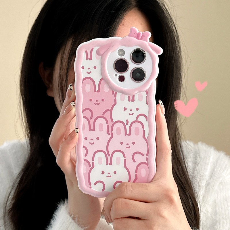 【Lamb Style】Stacked Bunny Soft TPU Case HP iP iPhone 11 12 13 14 Pro Max 7 8 + Plus SE 2020 X XS XR Max Girl Woman FTD Casing Apple