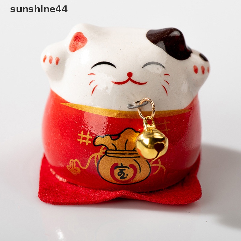 Sunshine 1Pc 40MM Kartun Kucing Beruntung Indah Ornamen Keramik Lonceng Kecil Hadiah Kerajinan ID