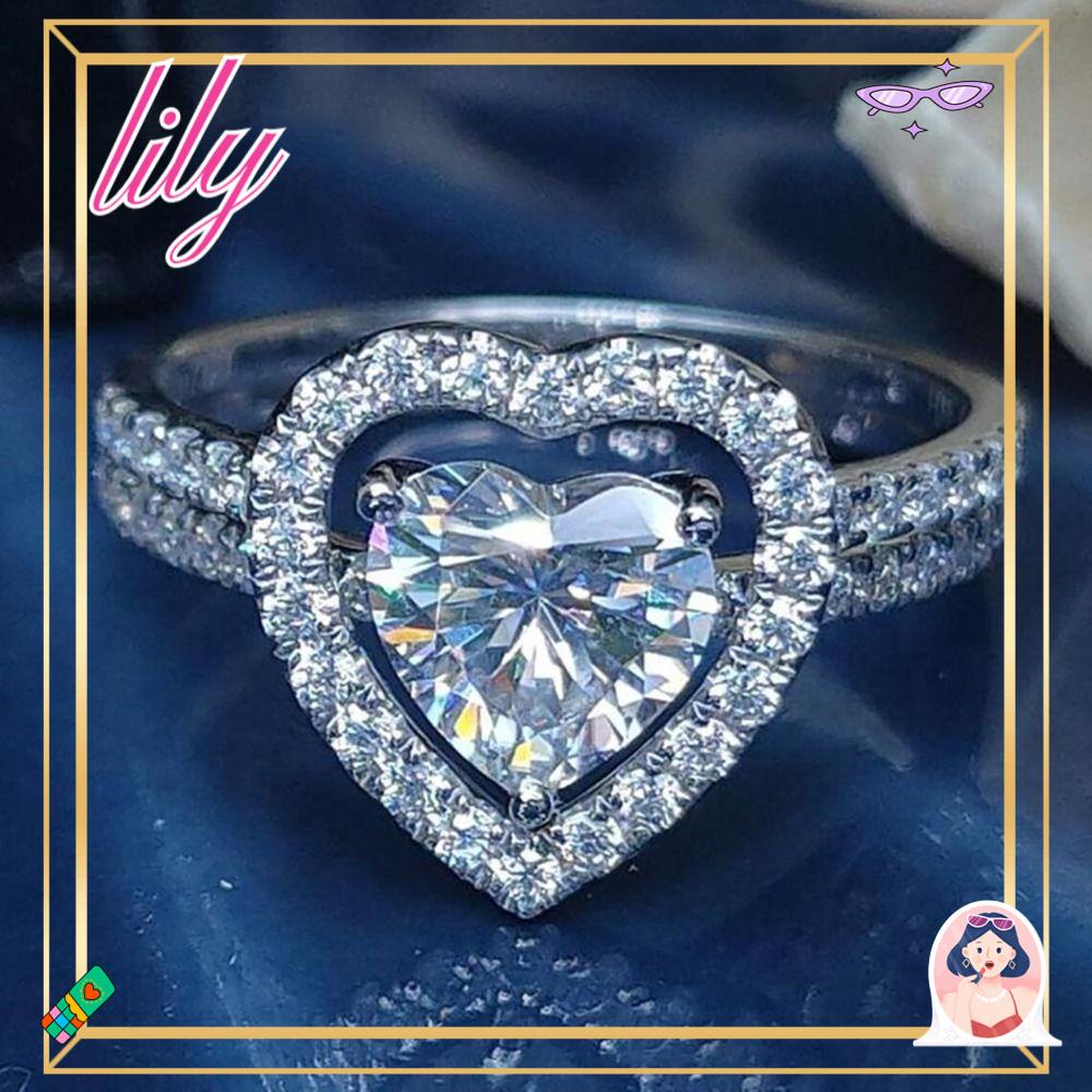 Lily Zirconia Peach Heart Ring Wanita Baru Berkualitas Tinggi Fashionable