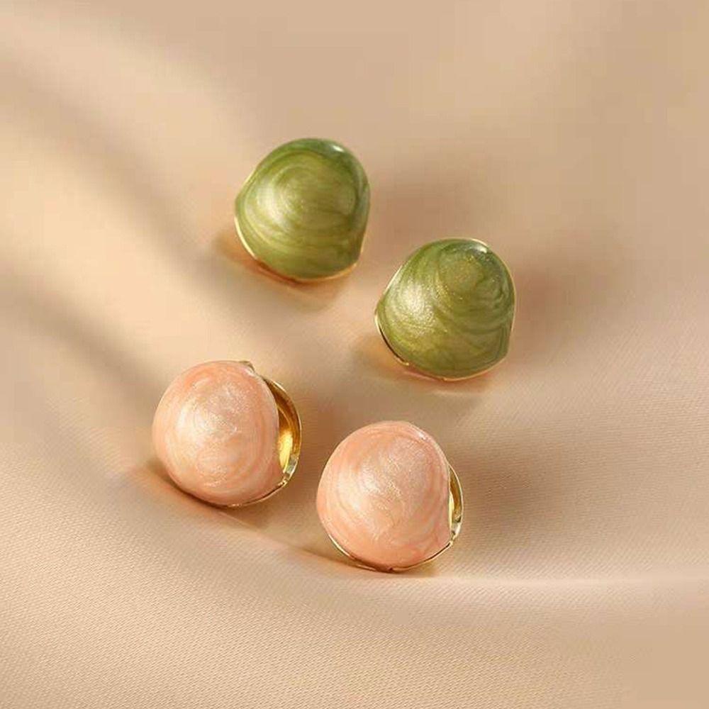 Mxbeauty Anting Bulat Wanita Retro Sederhana Trendi Desain Niche Fashion Perhiasan Drop Oil Alloy Gaya Korea Earrings