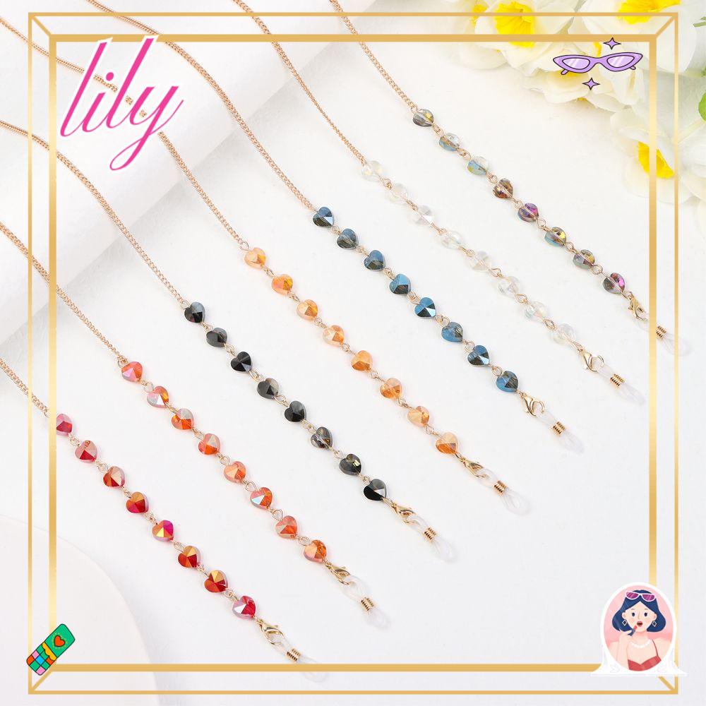 Lily Rantai Kacamata Holder Aksesoris Kacamata Tali Penahan Kacamata Baca Kristal Logam
