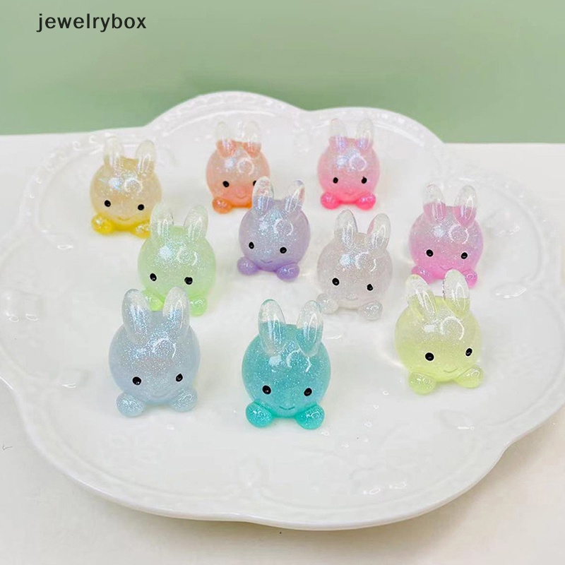 [jewelrybox] 2pcs Miniatur Bercahaya Resin Kelinci Ornamen Lucu Kartun Kelinci Ornamen Butik