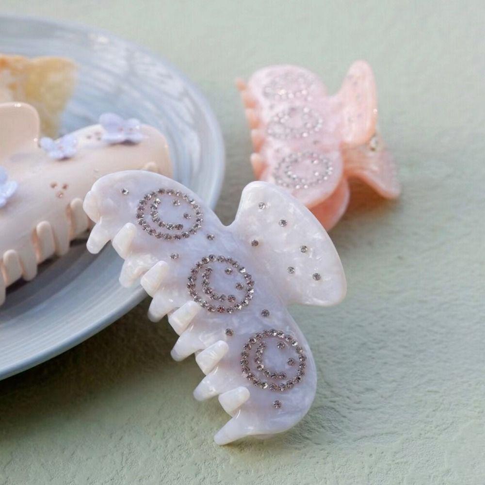 Mxbeauty Korean Style Hair Claw Hadiah Putih Fashion Elegan Jepit Musim Panas Mengkilap Vintage Berlian Imitasi Jepit Rambut