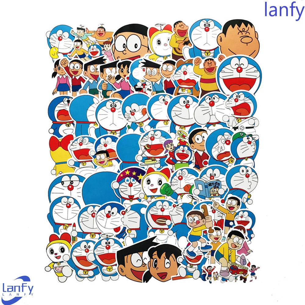 Lanfy Doraemon Stiker Kartun Graffiti Notebook Dekoratif Planner Jurnal Diary Album Sticker