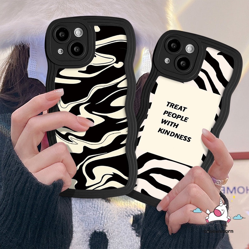 Casing Tepi Bergelombang Untuk Infinix Hot 20 10 11s 9 10s 12i 10Lite 20s 8 12 Pro Note 12 G96 10 Pro Hot 11 10 9 12 Play Smart 5 4 6 Plus Ins Art Zebra Pattern Label Huruf Sederhana Sarung Soft Case