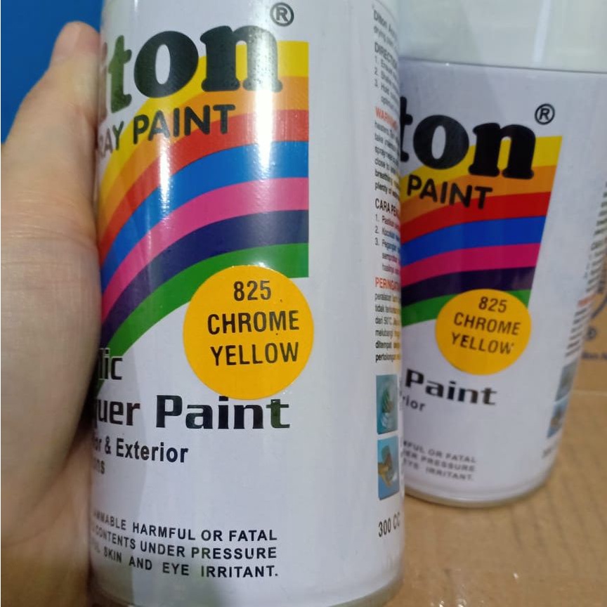 SOLID COLOURS DITON Spray Paint Acrylic Lacquer Paint Pilox Pilok Cat Semprot - 825 CHROME YELLOW / KUNING KROM (300cc / 300ml)