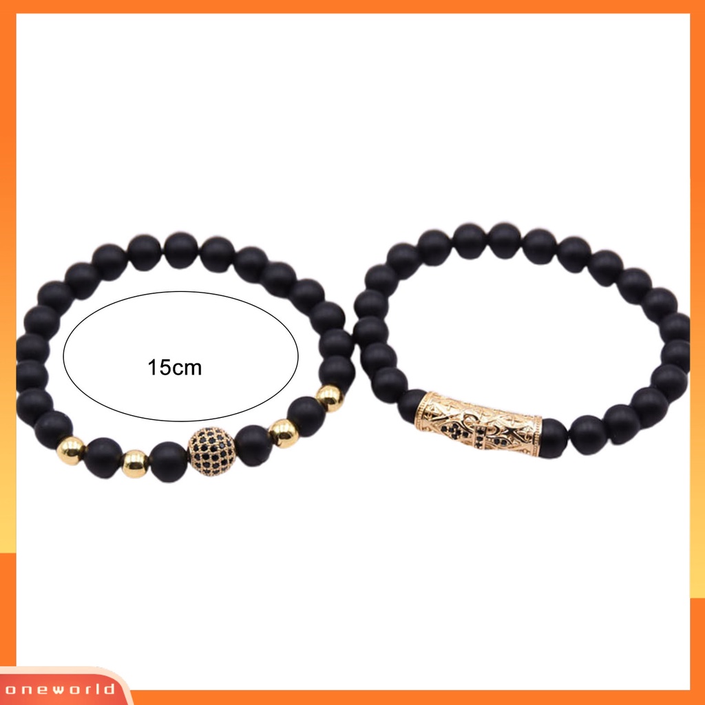 [EONE] 2pcs/set Gelang Tampak Bagus Tahan Korosi Paduan Desain Manik-Manik Pria Perhiasan Bracelet Untuk Harian