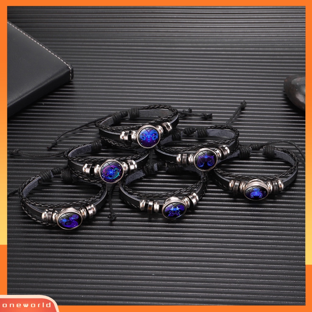 [EONE] Multilayer Charm Gelang Adjustable Luminescent Twelve Constellation Braided Bracelet Untuk Kehidupan Sehari-Hari