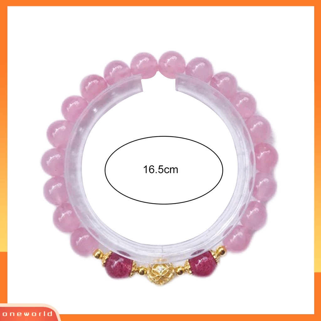 [EONE] Wanita Gelang Shiny Hias Menarik All-match Anti Luntur Perhiasan Hadiah Batu Alam Pink Strawberry Kristal Imitasi Wanita Pesona Gelang Untuk Pacar