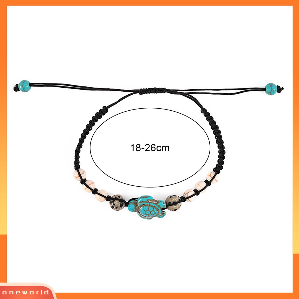 [EONE] 2 Pcs Manik-Manik Gelang Retro Kura-Kura Dekorasi Buatan Tangan Adjustable Pengerjaan Halus Dekorasi Portabel Bohemian Batu Persahabatan Gelang Aksesori Pakaian