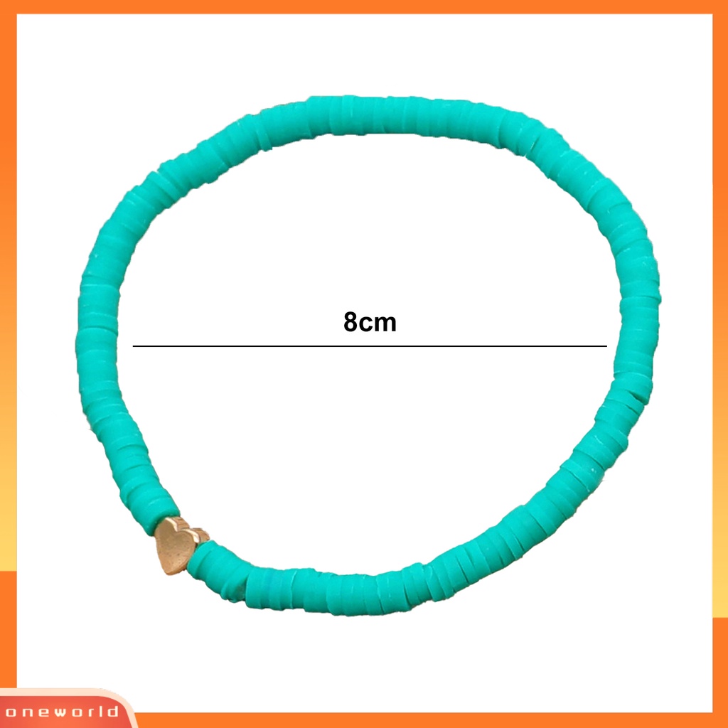 [EONE] Gelang Perempuan Manik-Manik Gaya Bohemian Buatan Tangan Hias Pengerjaan Halus Hias Ringan Multicolor Polymer Clay Flat Beads Bracelet Wanita Aksesori
