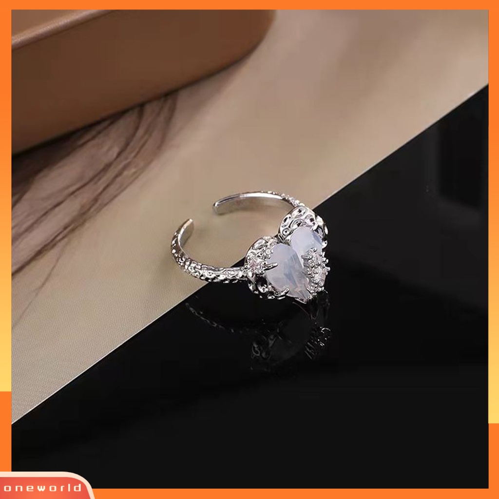 [EONE] Wanita Kalung Hati Berlian Imitasi Perhiasan Gaya Perancis Dapat Disesuaikan Kalung Anting Cincin Perhiasan Hadiah