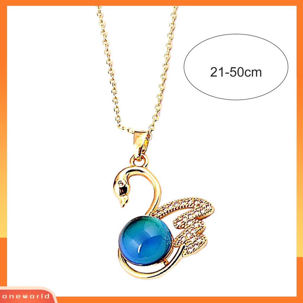 [EONE] Rantai Klavikula Bentuk Hewan Thermochromic Faux Permata Geometris Adjustable Hias Hadiah Wanita Swan Liontin Kalung Butik Perhiasan Untuk Pacaran