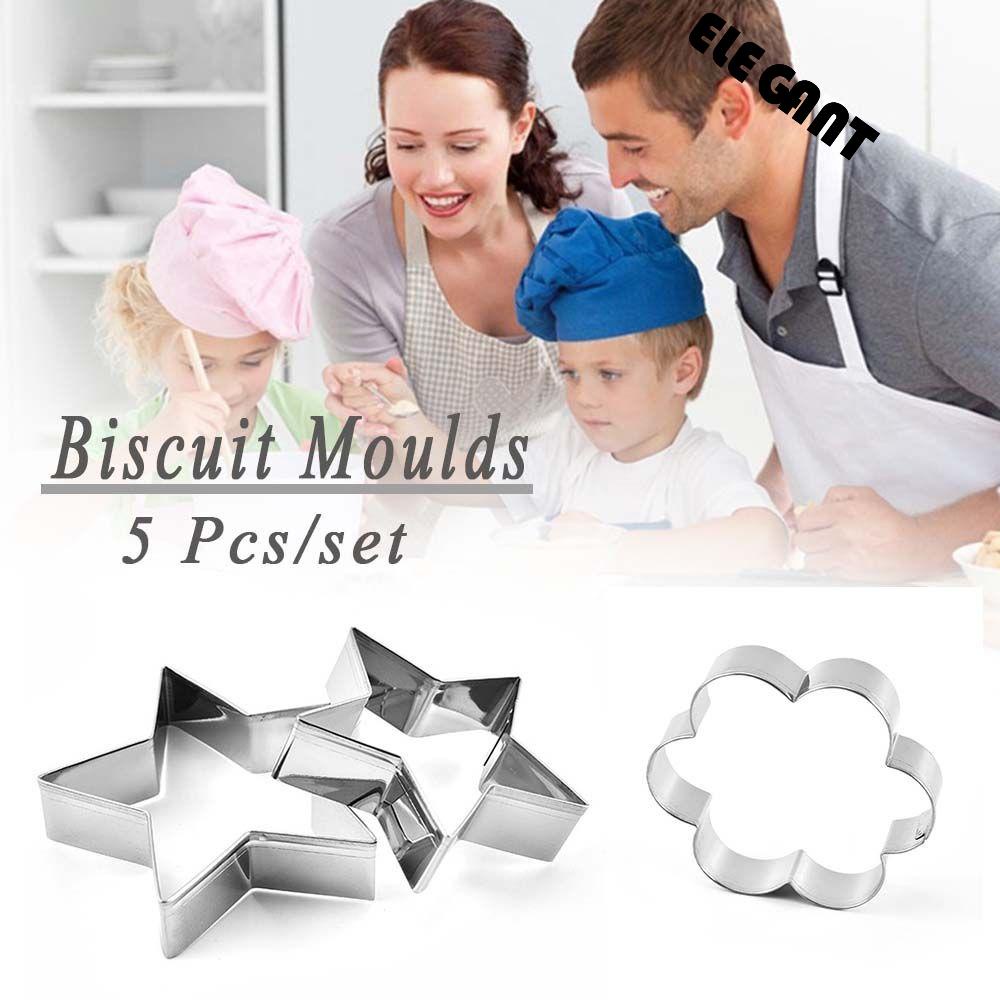 [Elegan] Cetakan Biskuit Stainless Steel Telur Goreng Bentuk Hati &amp; Bintang Fondant Tools Cutter Pastry Cookie Cutter