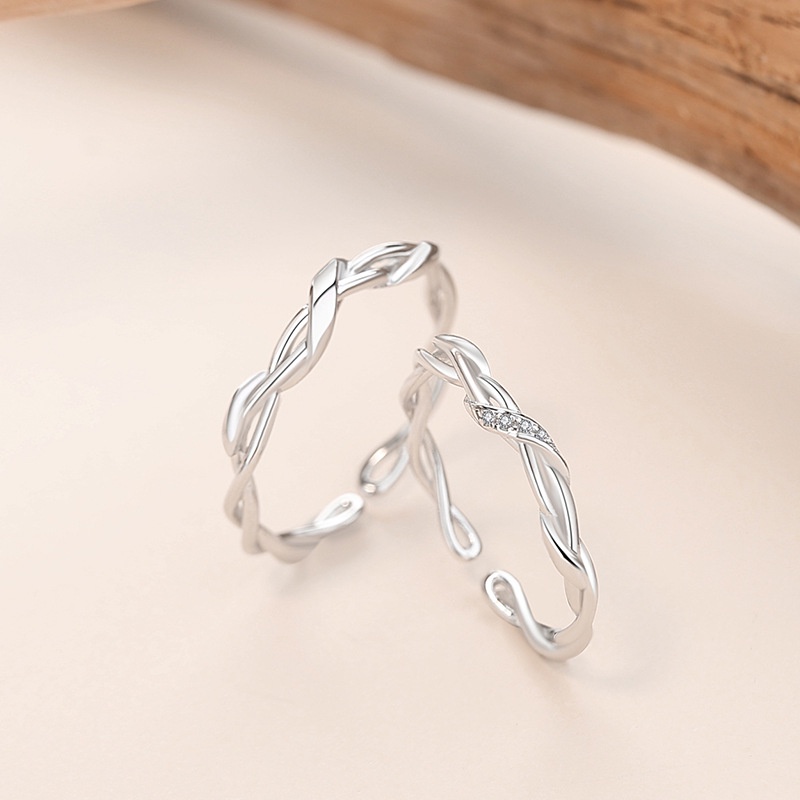 Berliku Mobius Couple Ring Sterling Silver Sepasang Desain Niche Sederhana Cincin Polos Twist Ring Female