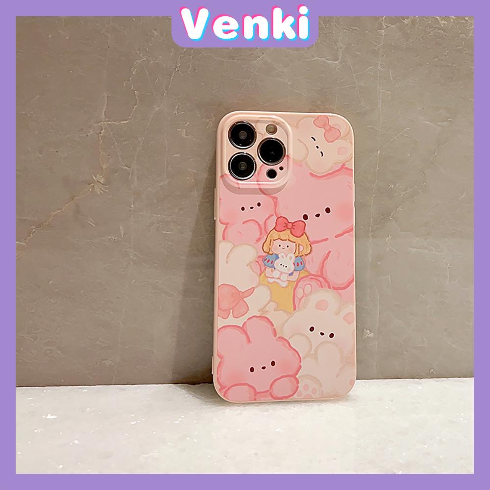 VENKI - For iPhone 11 iPhone Case Cream Glossy Soft Case TPU Shockproof Camera Cover Protection Cute Bear Compatible with iPhone 14 13 Pro max 12 Pro Max xr xs max 7Plus 8Plus