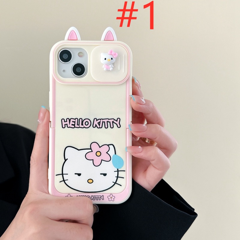 【Push Window &amp; Holder】Star Hello Kitty Doll Soft Silicon Case HP iP iPhone 14 + Plus 12 13 Pro Max 11 Matte FTD Casing Apple