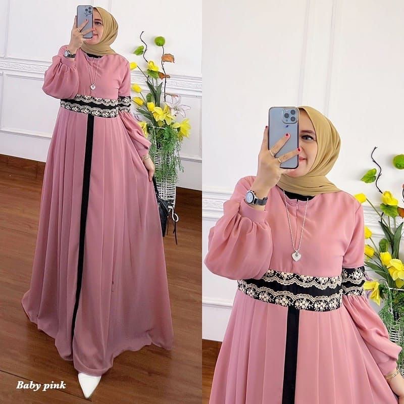 Aisah Dress l Safira Maxy l Ceruty Terusan Gamis Muslim Wanita Premium BJ