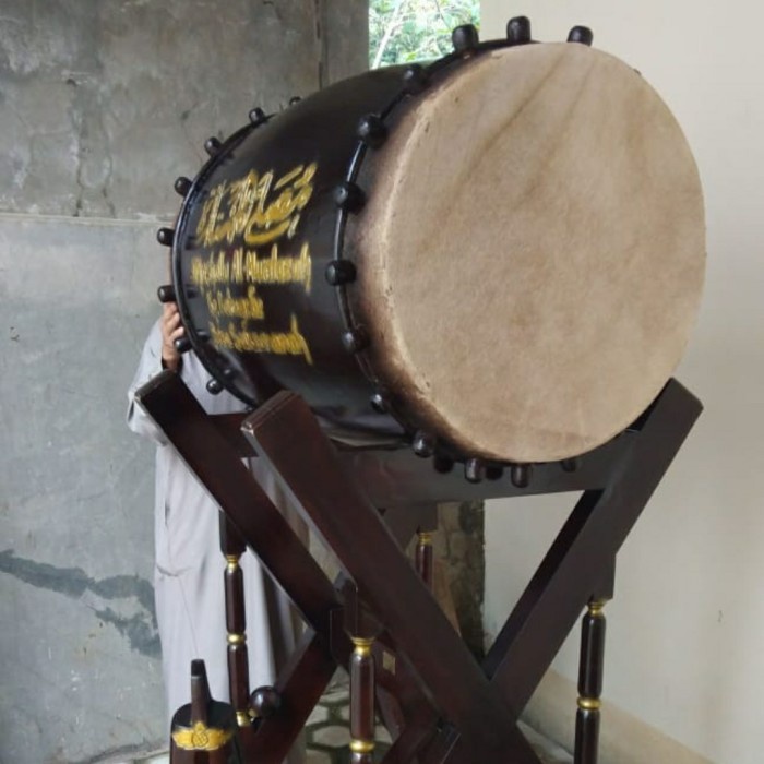 Bedug Masjid kayu jati kaligrafi ukir 60x100cm 16-RMW