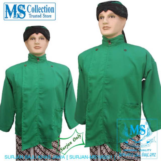 Lurik Baju Surjan Jawa Hijau Polos