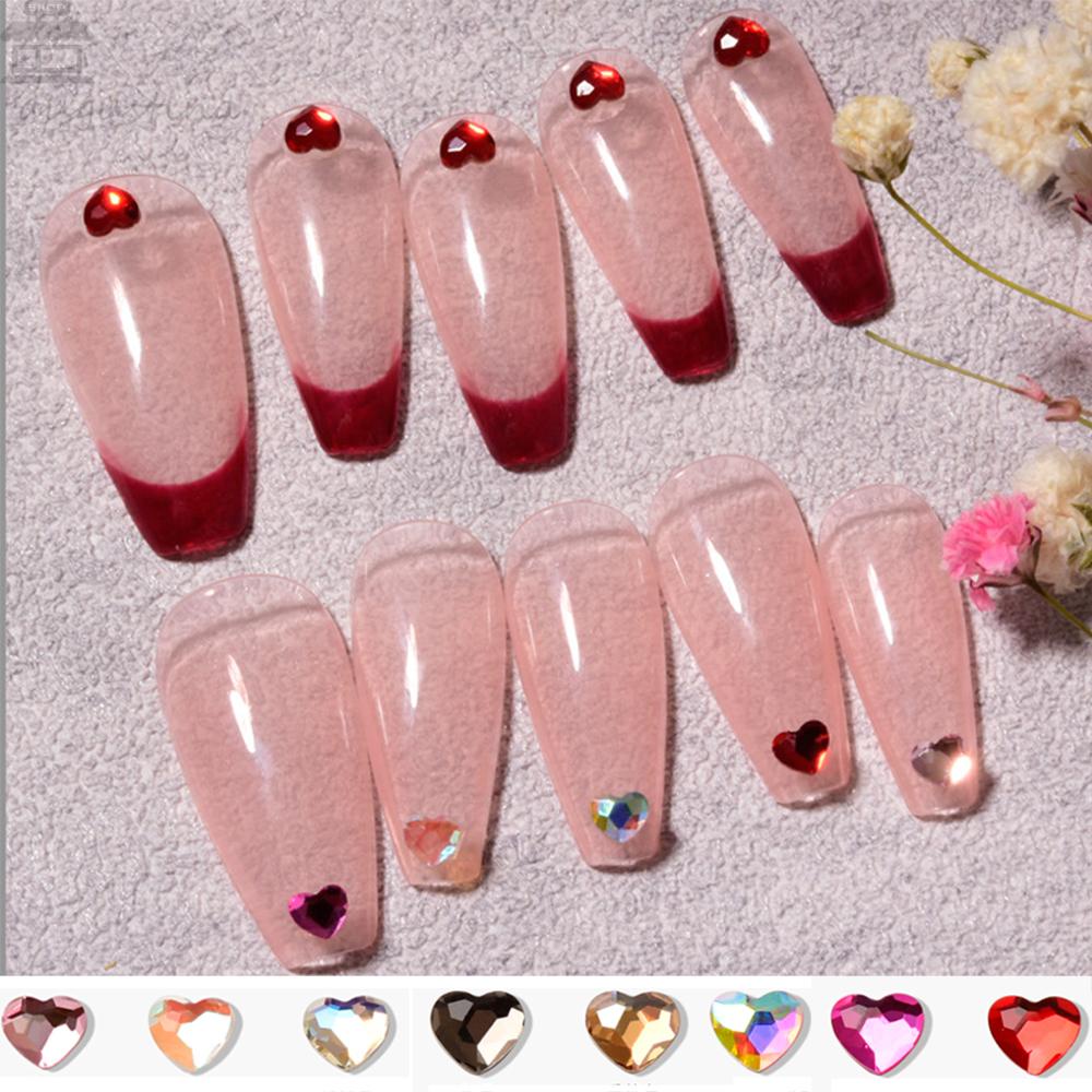 Agustina Jantung Nail Art Berlian Imitasi Wanita Mix Glitter Aurora Laser Flat-bottomed Diamond Jewelry AB Kristal Stiker Kuku