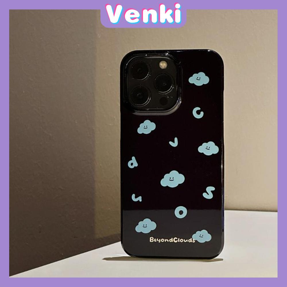 VENKI - For iPhone 11 iPhone Case Black Glossy TPU Soft Case Shockproof Protection Camera Cute Little Cloud Compatible with iPhone 14 13 Pro max 12 Pro Max xr xs max 7Plus 8Plus