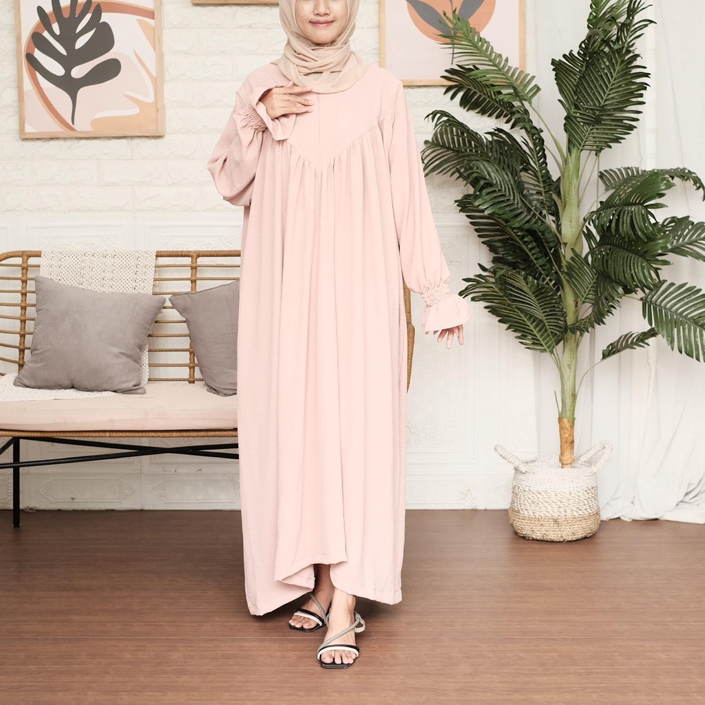 ZASKIYA - RUMANIYA DRESS WANITA CRINCLE AIRFLOW / GAMIS WANITA MUSLIMAH