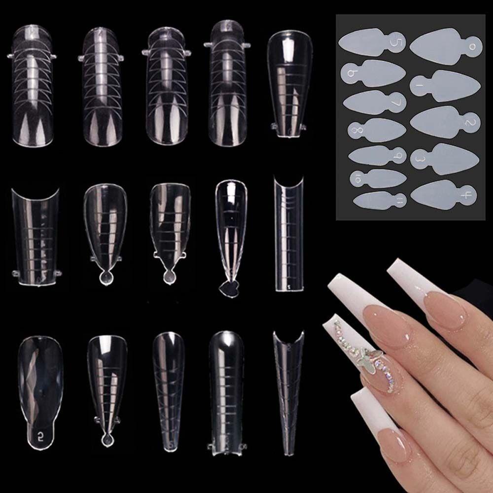 Mxbeauty Kuku Cetakan Stiker Wanita 12Pcs Tips Palsu Poli Dekorasi Kuku Garis Perancis Kuku Decals Paku Bentuk Ekstensi Gel Ekstensi Nail Mold