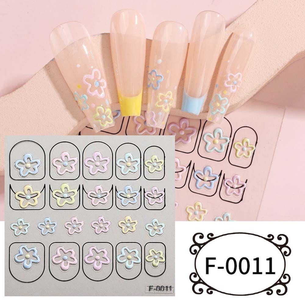 Needway Bunga Stiker Kuku Korea Ins Style Dogs Sunflower Peaches Self Adhesive Nail Dekorasi