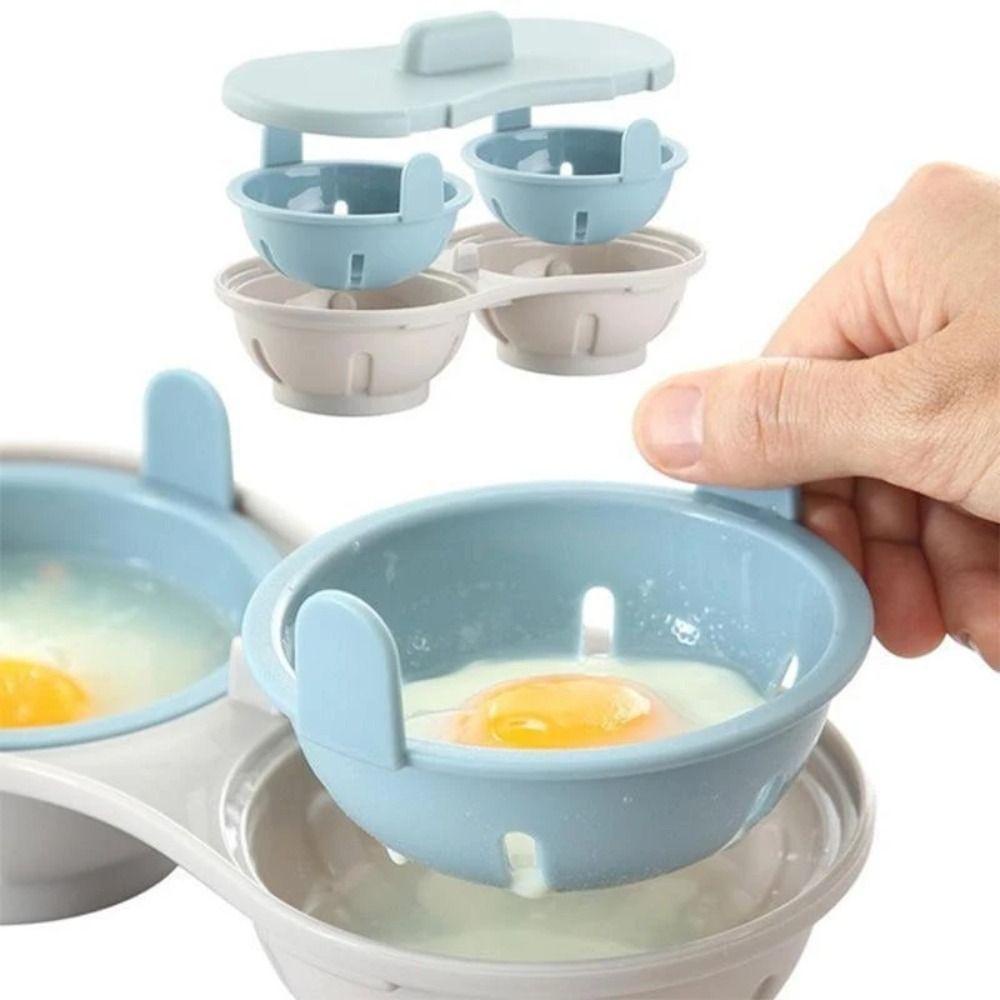 [Elegan] Egg Steamer Bulat Dengan Tutup Microwave Oven Alat Masak Egg Boiler