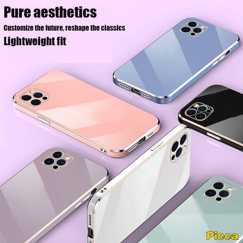 Electroplate Case Untuk OPPO A57 A17 A7 A16 A5s A12 A74 A95 A15 A55 A54 A15s A52 A17K A1K A77s A76 A96 A92 A9 5 A53 A33 A31 A16K A77 A16E Reno 4F 56 Mewah Halus Plating Cover