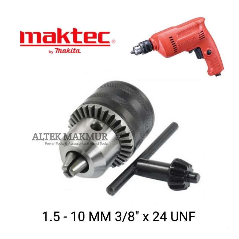 Sparepart Maktec MT60 MT603 Kepala Bor 10mm Drat Drill Chuck 3/8 Inch UNF Murah Bagus Hower Mesin Bor Suku Cabang Bor 10 mm 3/8&quot; x 24 UNF Electric Drill Spare Part 1.5 - 10mm Maktek MT 60 MT 603  / MT-60 MT-603