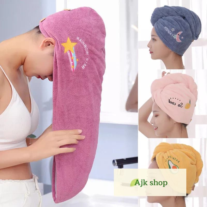 Handuk Keramas Rambut Cepat Kering Dengan Karakter Wanita Lucu Magic Towel