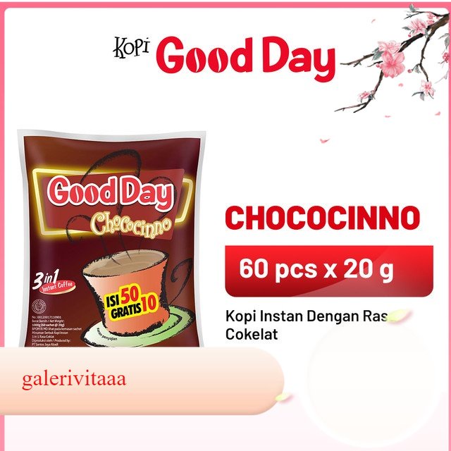 

Good Day Kopi Chococinno 1 Bag ( Isi 50 Pcs x 20 Gram )
