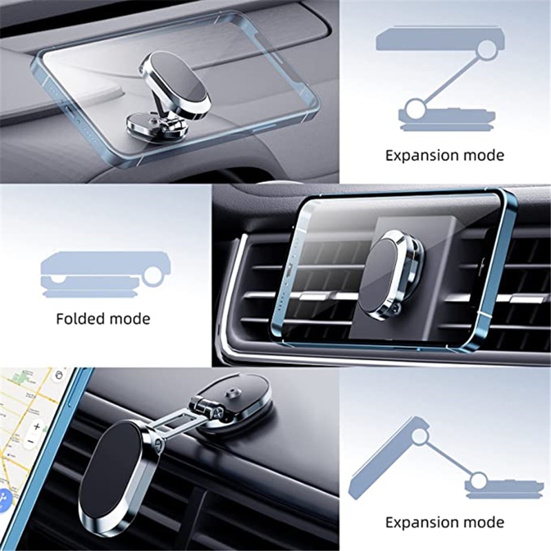 Car Phone Holder 360 Rotatable Magnetic Magnet Smartphone Dudukan Telepon Magnetik Dudukan Telepon Mobil Mount 360 ° Rotasi Bingkai Navigasi Disesuaikan Dukungan Ponsel