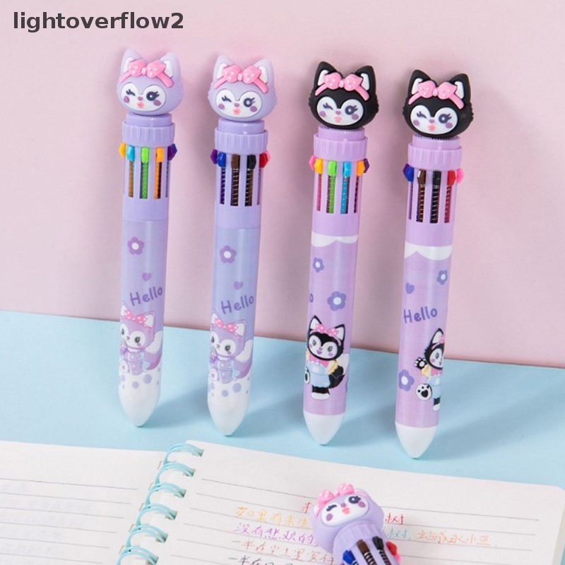 [lightoverflow2] Lucu Kartun Kuromi 10warna Ball Pen Kawaii 0.7Mm Multi Color Pen Siswa Wrig Alat Pena Anak Alat Tulis Hadiah [ID]