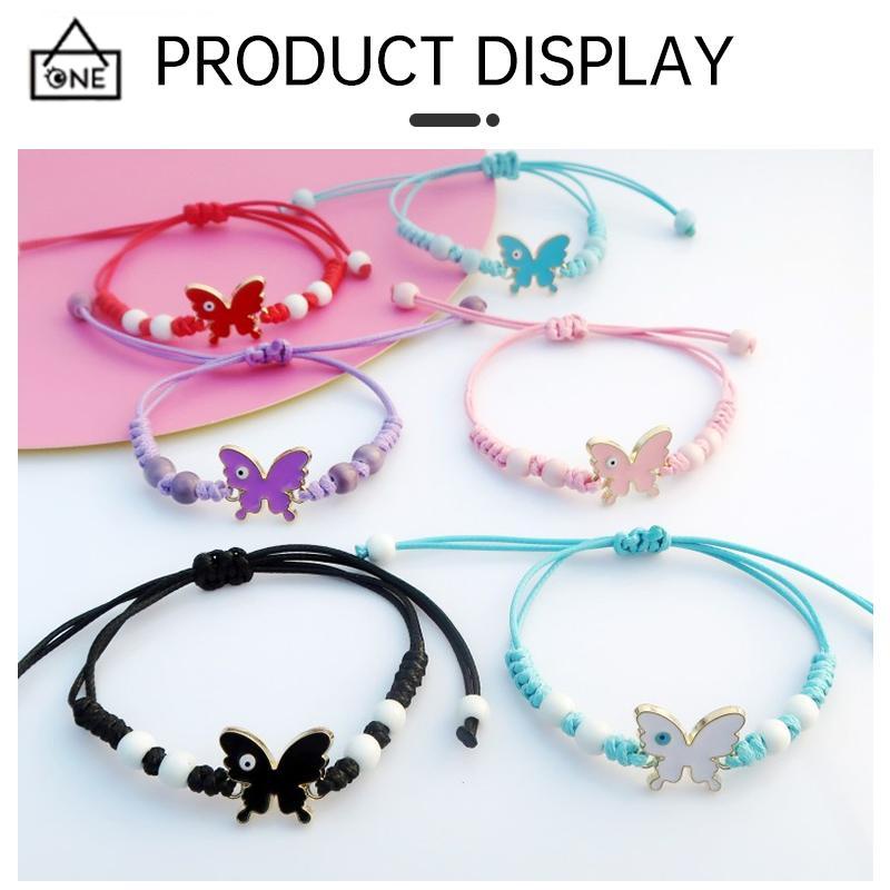 COD❤️Gelang serut kupu-kupu Adjustable Tali gelang yang dikepang Aksesoris Fashion-A.one