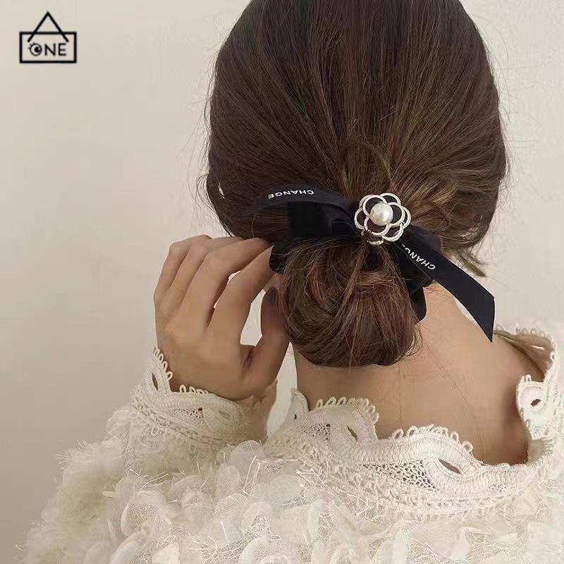 COD❤️Tali rambut mutiara sederhana Cincin rambut Pita rambut usus besar Camellia wanita-A.one