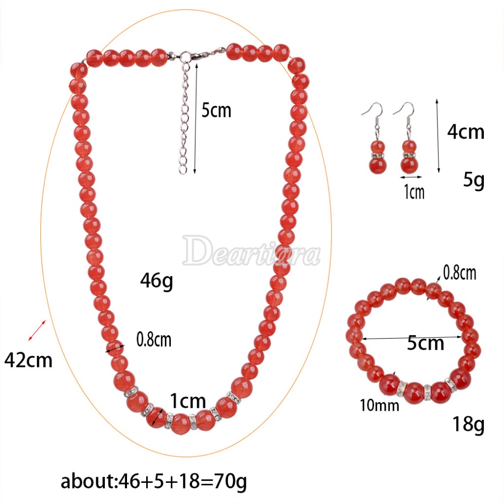 Set Perhiasan Kalung Gelang Anting Kristal Fashion Eropa Dan Amerika Wanita Tiga Potong Set