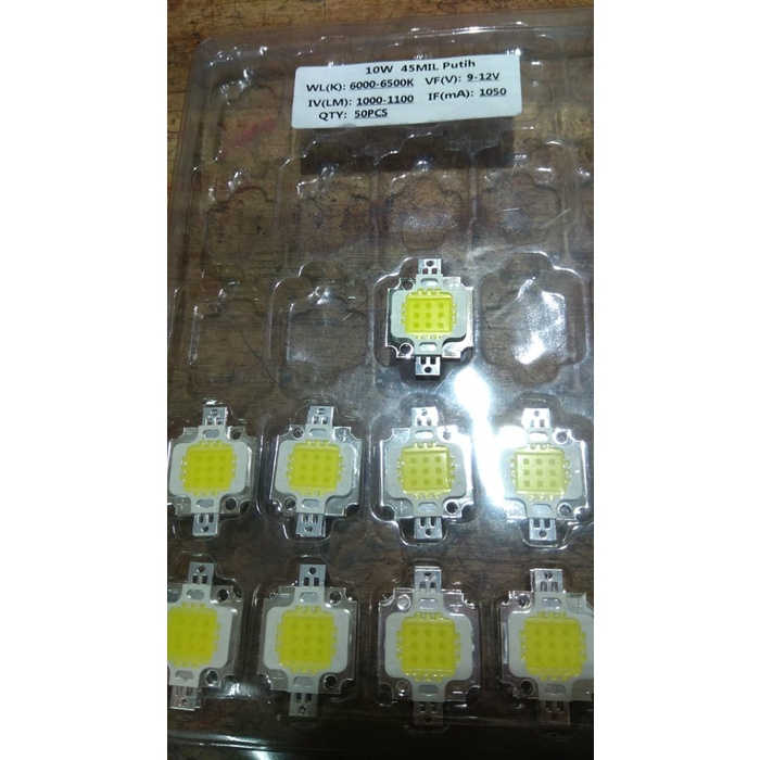 (50 PCS) HPL 10W + Pendingin PUTIH High Power LED 10 Watt