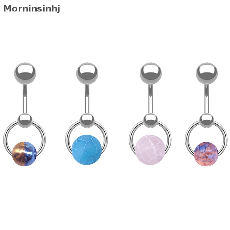 Mornin Stainless Steel Belly Button Ring Batu Alam Tubuh Perhiasan Pusar Cincin Untuk Wanita Hadiah Perhiasan Aksesoris id