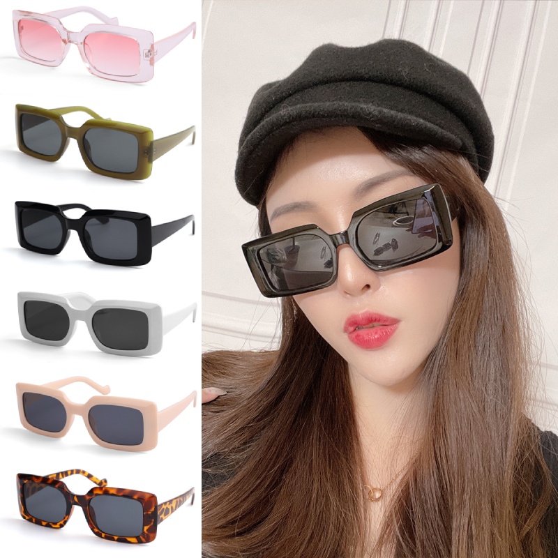 [Unggulan] Bingkai Persegi Kacamata Matahari Selebriti Internet Foto Jalan Vintage Retro Punk Kacamata Pria Dan Wanita Retro Kacamata Warna Warni Kacamata Hitam Kacamata Goggles Eyewear
