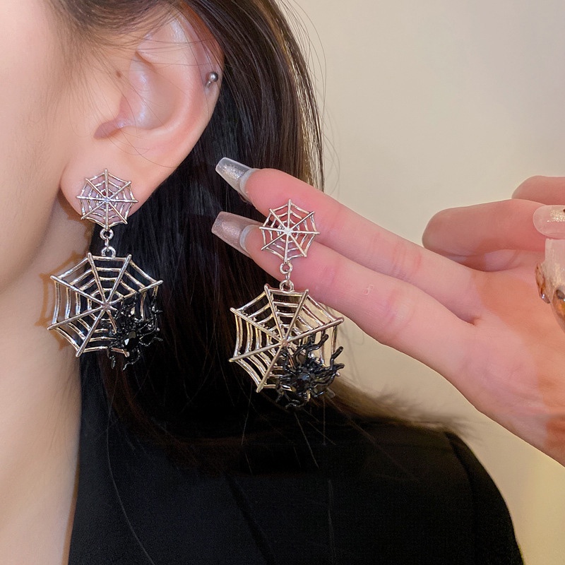 Eropa Amerika Berlebihan Desain Unik Rasa Spider Web Niche Fashion Berkelas Anting