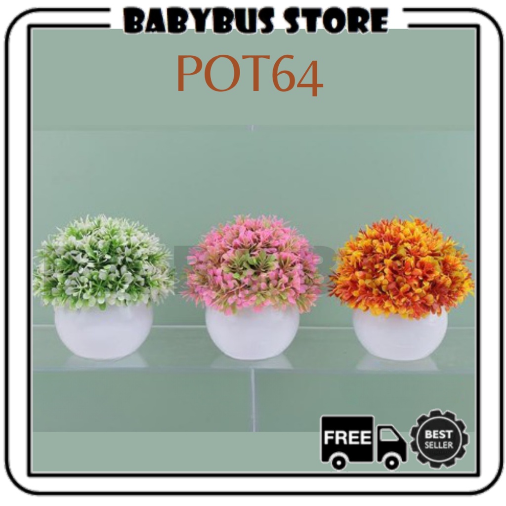 BBS POT64 Tanaman Hias Artificial bunga plastik Miniball Dekorasi Ruangan Aesthetic Tanaman hias Import murah