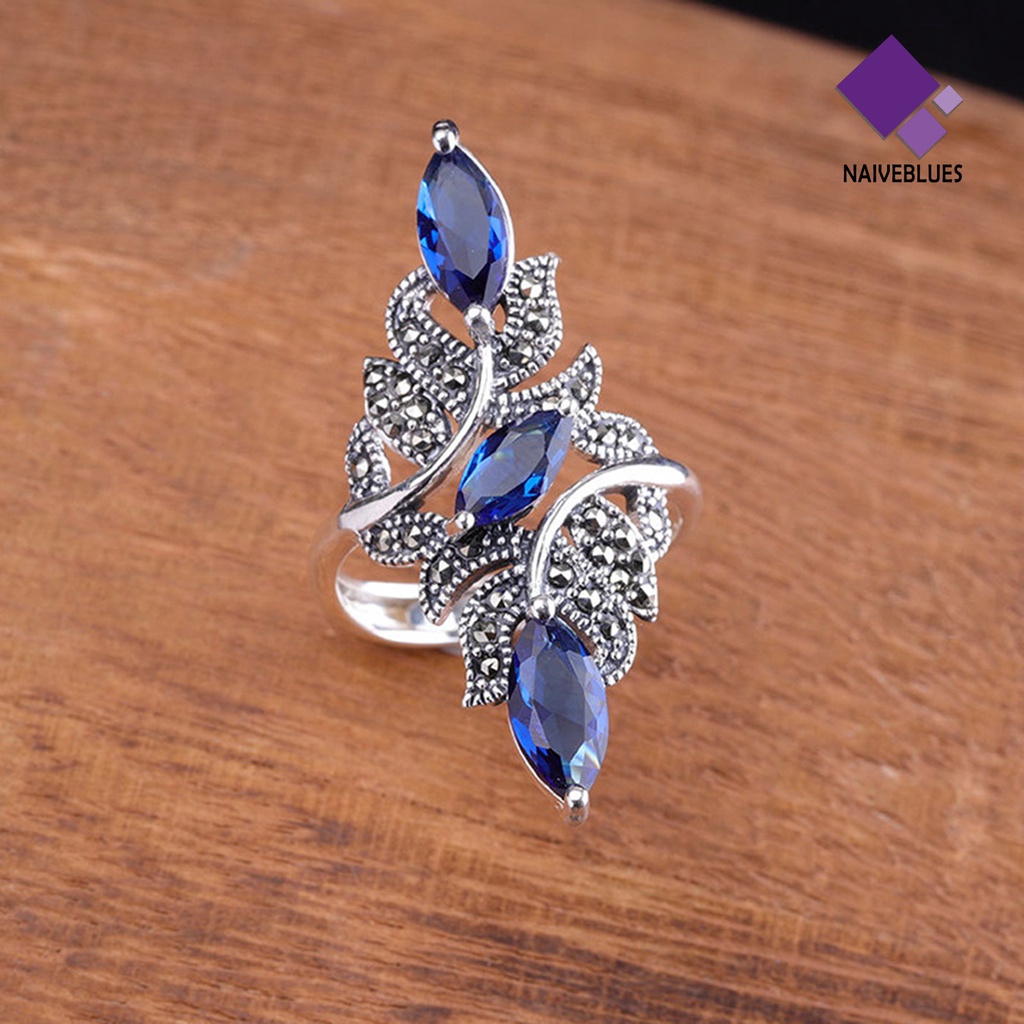 &lt; Naiveblues &gt; Cincin Jari Pengerjaan Halus Perhiasan Permata Imitasi Wanita Cantik Fidget Ring Banquet