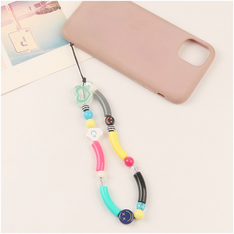 Manik-manik Balon Warna Campur Rantai Pendek Anti Hilang Untuk iPhone Untuk Samsung Untuk OPPO Untuk VIVO Untuk Huawei Untuk Redmi Untuk Xiaomi Phone Case Cover Gelang Tali