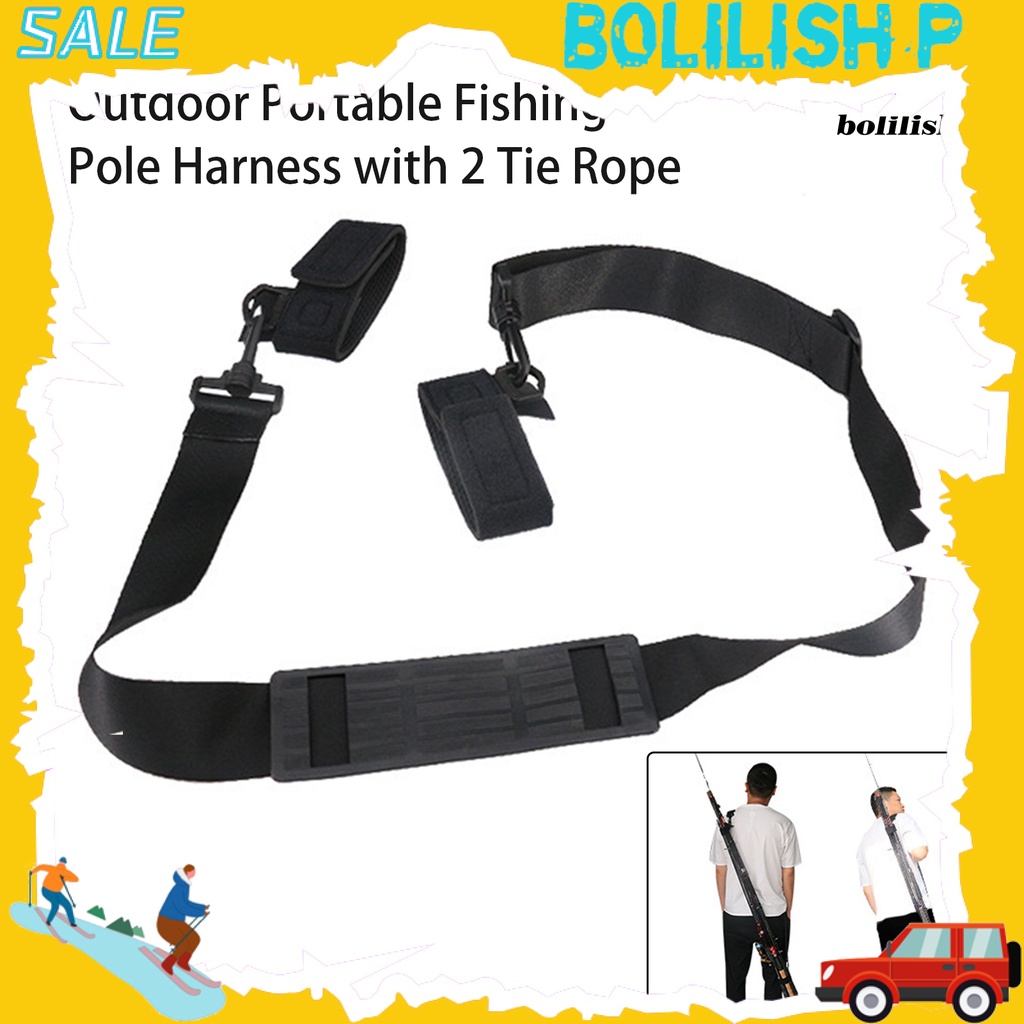 Bo-1 Set Tali Pancing Fasten Tape Outdoor Portable Fishing Pole Harness Dengan 2tali Ikat Untuk Troli